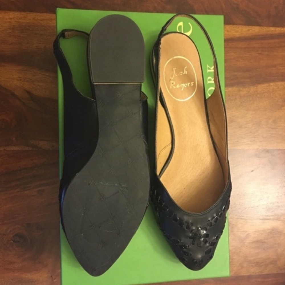 NEW JACK ROGERS RORY BLACK LEATHER SLINGBACK- 7 - Picture 5 of 7